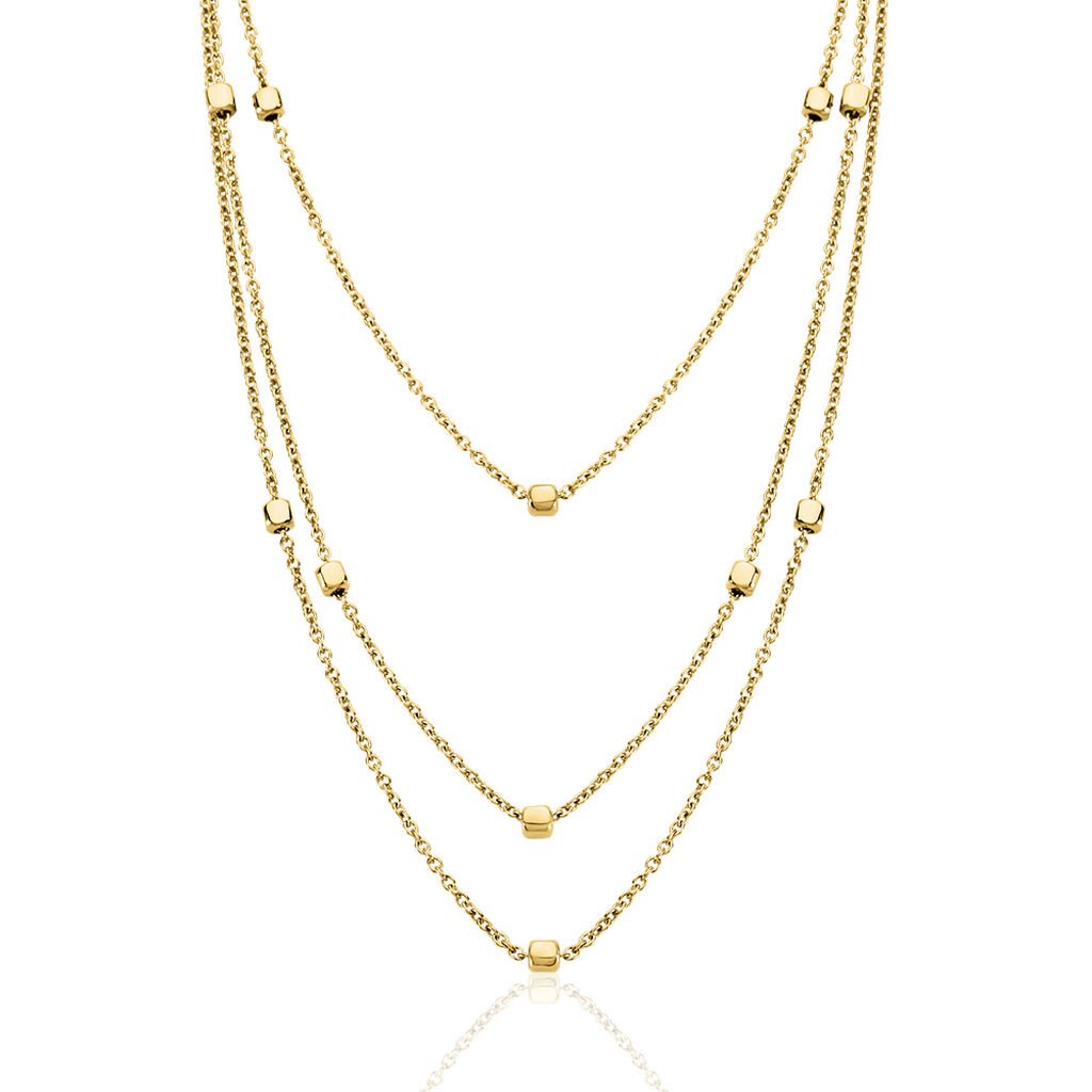 🦚 SELIN Damen Collier Edelstahl vergoldet Viereck B 1,5 mm, Collier ohne Stein