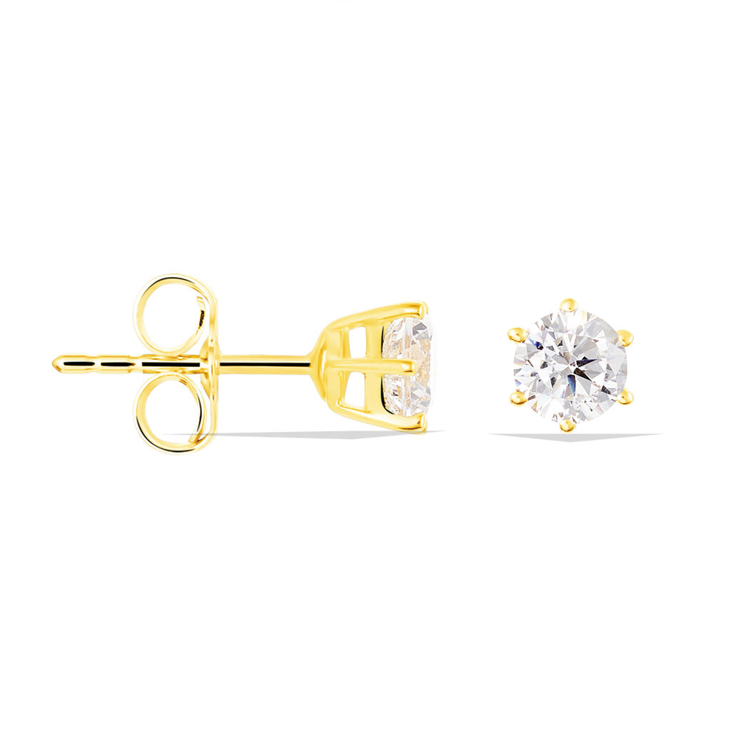 KRAPPE 6 Damen Ohrstecker Gold 375 (9 Karat) Zirkonia Wei&szlig; 0,97 ct Kreis