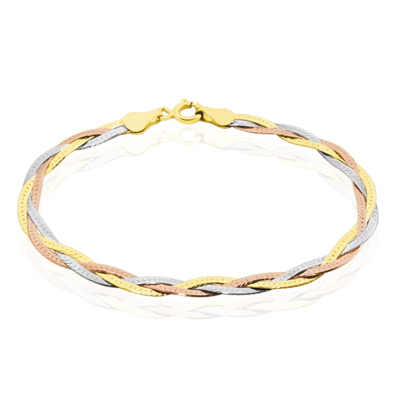 Damenarmband Zopfkette Silber 925 Tricolor  - Armketten Damen | OROVIVO
