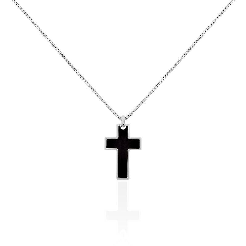 Herren Halskette Silber 925 Schwarz Kreuz - Halsketten Herren | OROVIVO