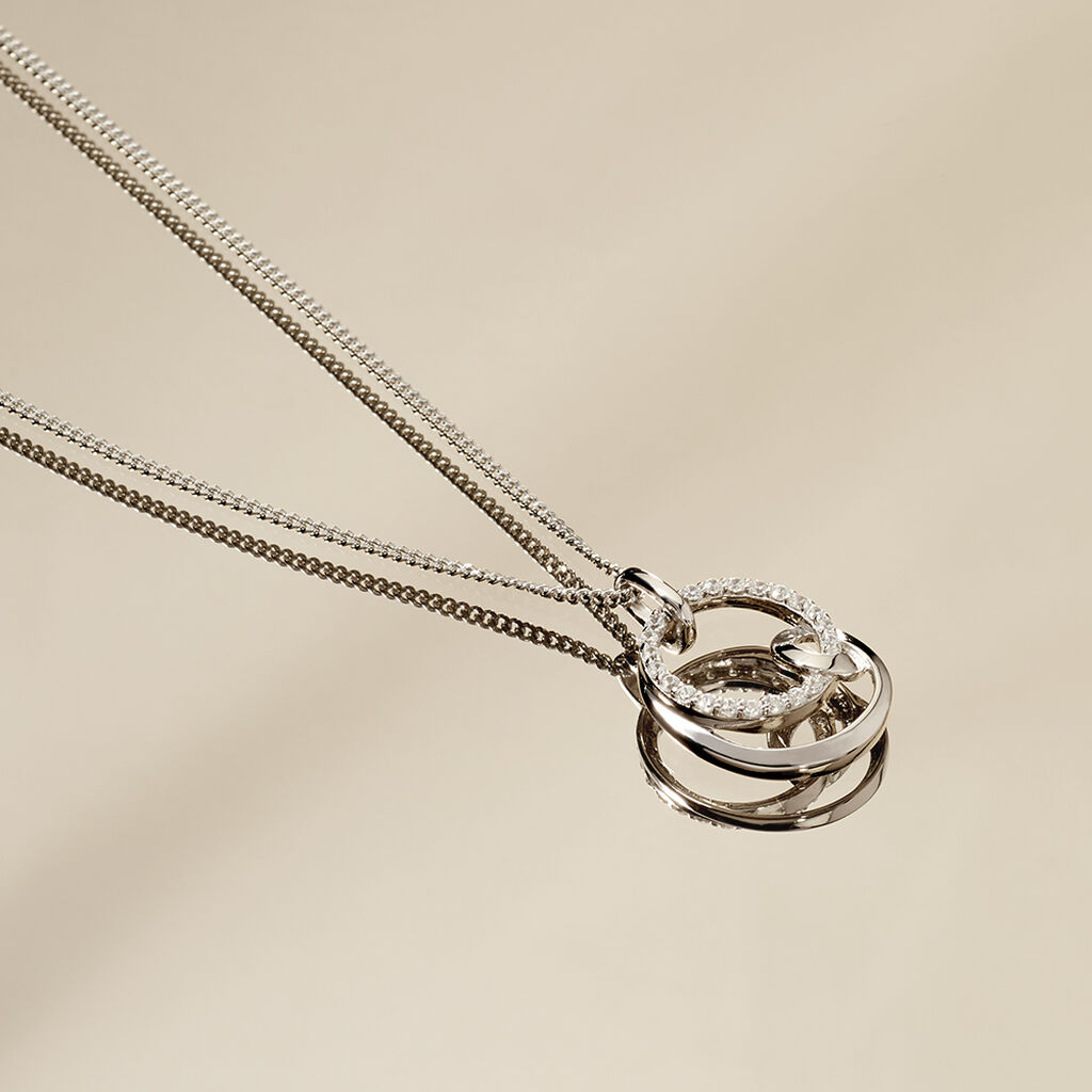 Damen Anh&auml;nger Silber 925 Zirkonia Wei&szlig; Kreis