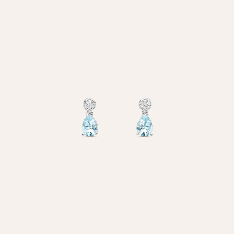 Orecchini Lobo Acquamarina Oro Bianco Acquamarina Diamante - Spannringe Damen | OROVIVO