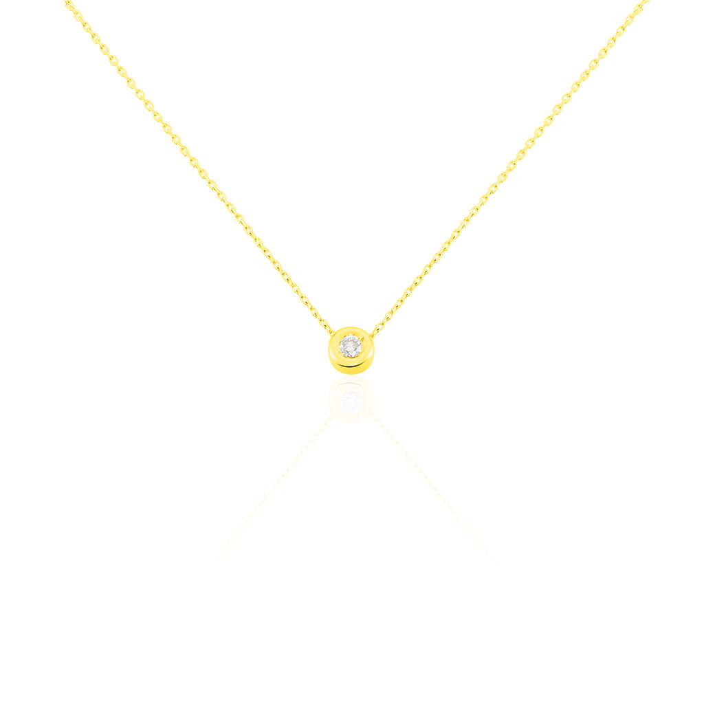 Strong Damen Collier Gold 375 (9 Karat) Diamant Weiß 0,1 ct B 0,8 mm, Collier mit Stein
