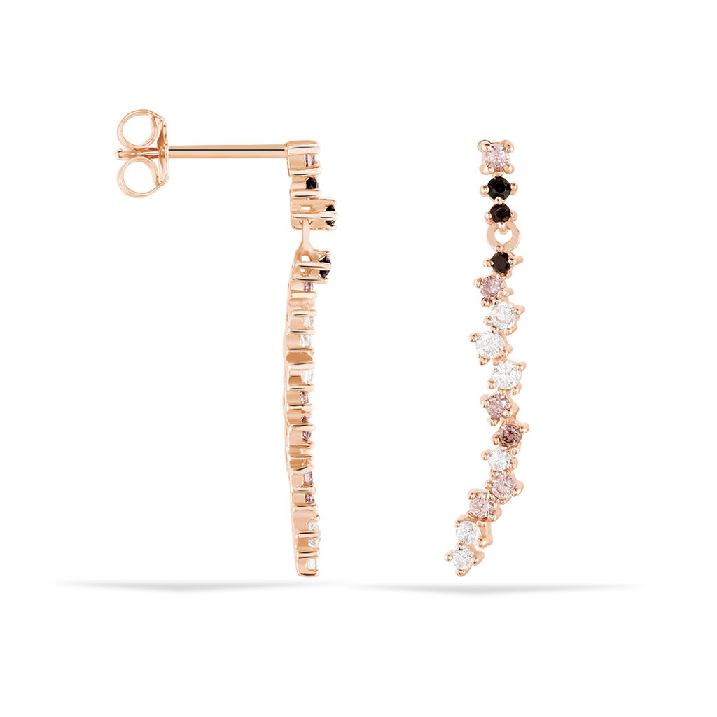 Damen Ohrringe Lang Silber rosevergoldet 925 Zirkonia Rosé Ina  - Ohrringe mit Stein Damen | OROVIVO