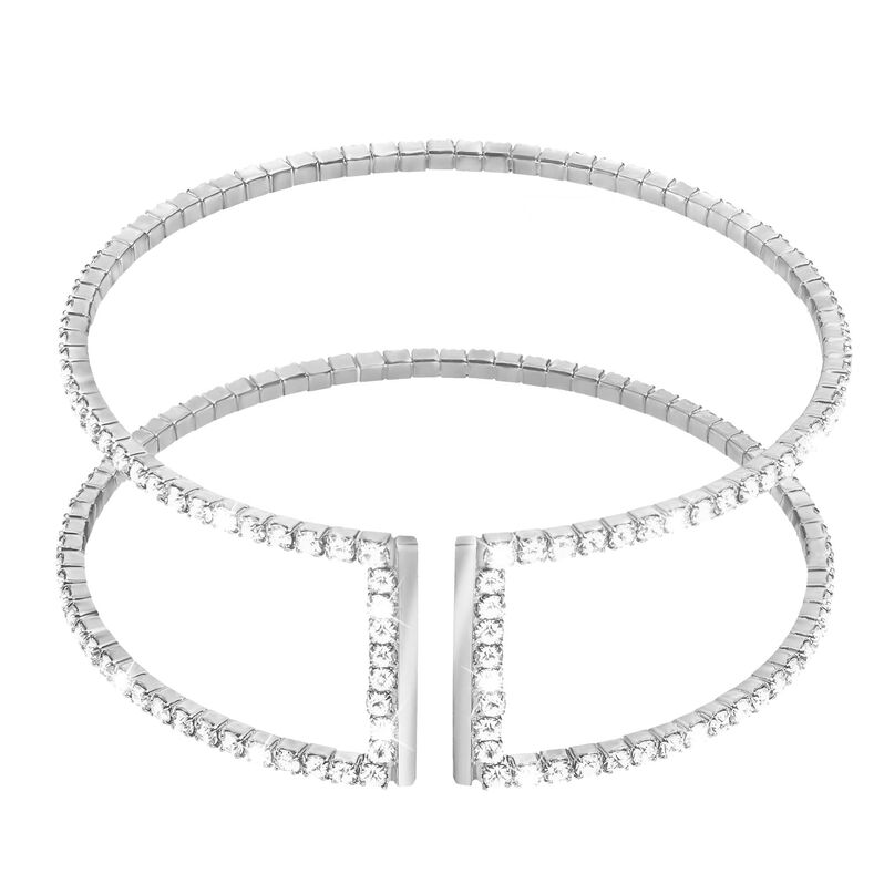 Bracciale bangle big in metallo rodiato e cristalli - Spannringe Damen | OROVIVO