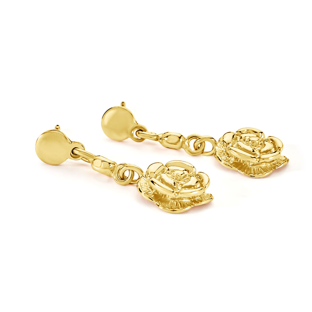 ROSALIA Damen Ohrringe Lang Silber vergoldet 925 Rosette