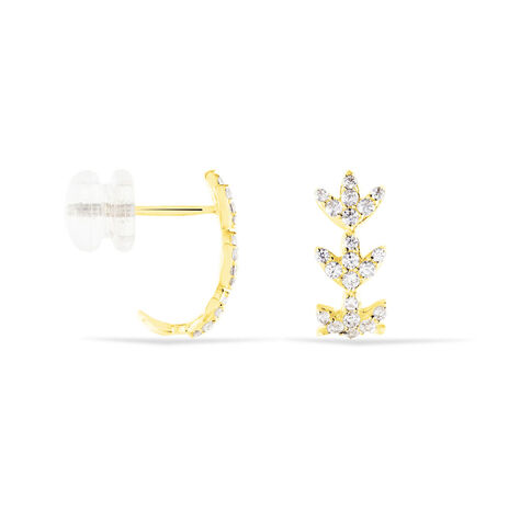 Damen Steckcreolen Gold 375 Zirkonia Blatt - Creolen Damen | OROVIVO
