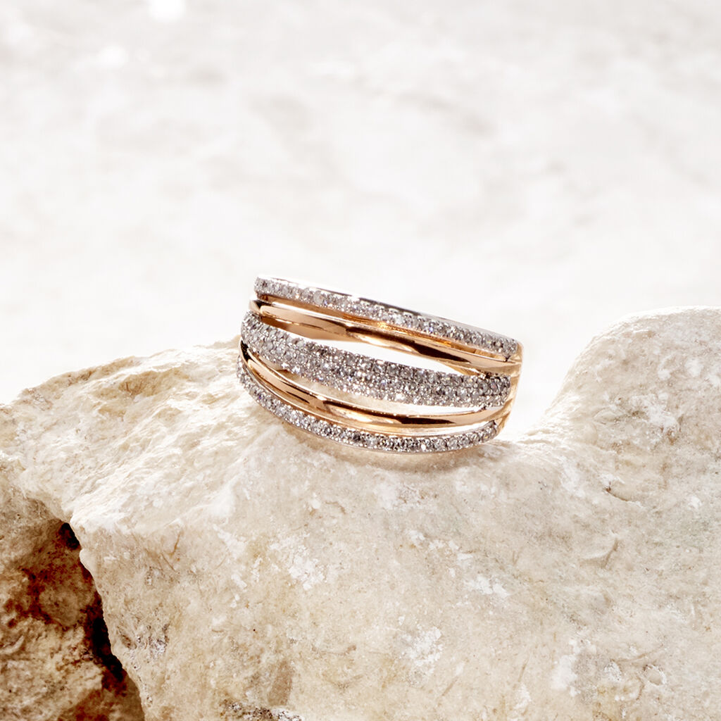 ROSANNA Damen Ring Rosegold 585 (14 Karat) Diamant Wei&szlig; 0,33 ct Barren