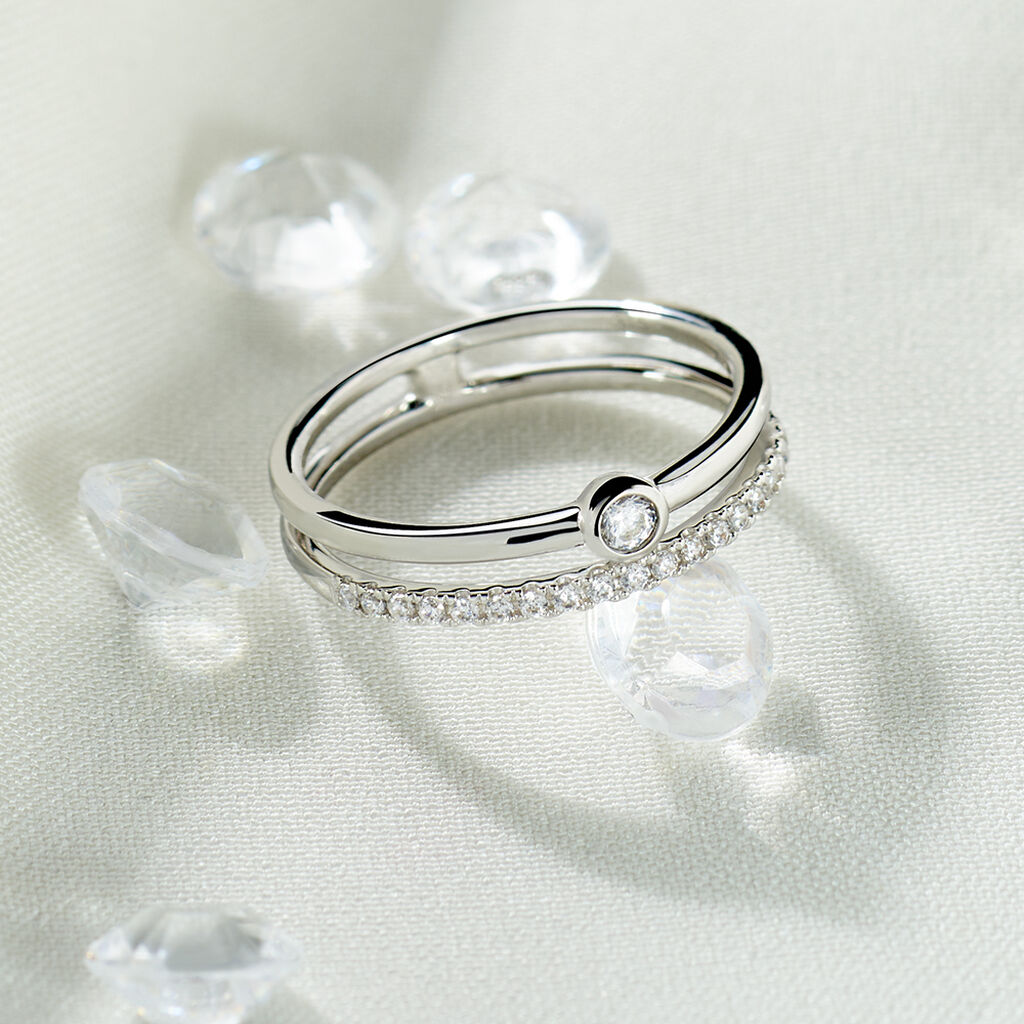 LAURA Damen Ring Wei&szlig;gold 375 (9 Karat) Zirkonia Wei&szlig; 0,21 ct