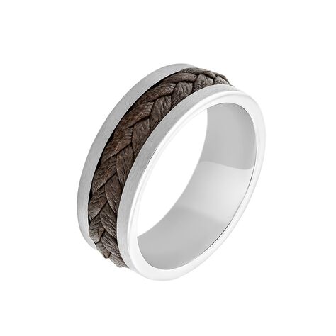Herrenring Edelstahl Leder Schwarz - Ringe Unisex | OROVIVO