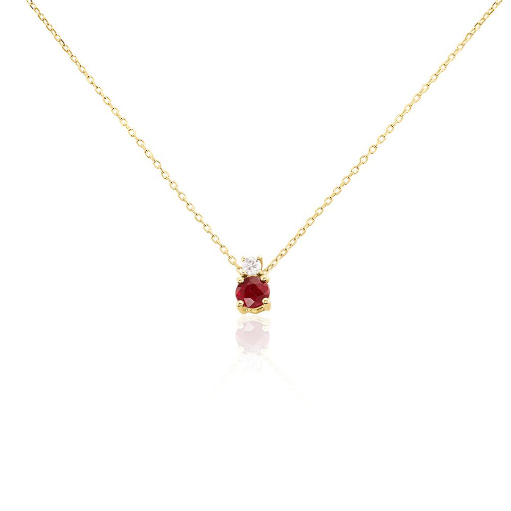 ELISABETH Damen Kette Gold 585 (14 Karat) Rubin Rot 0,33 ct, Kette mit Stein