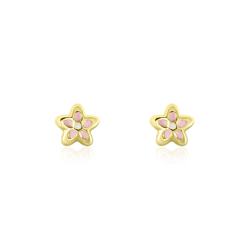 Boucles D'oreilles Puces Fleur Email Or Jaune - Spannringe Kinder | OROVIVO