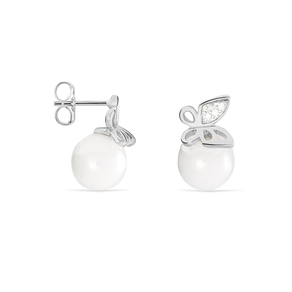 Boucles D'oreilles Puces Jessica Argent Céramique Et Oxyde - Spannringe Damen | OROVIVO