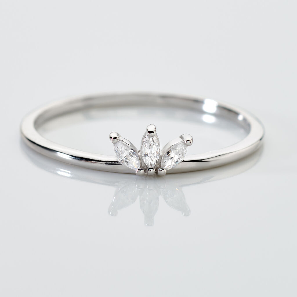 EIRA Damen Ring Silber 925 Zirkonia Wei&szlig; 0,04 ct Blume