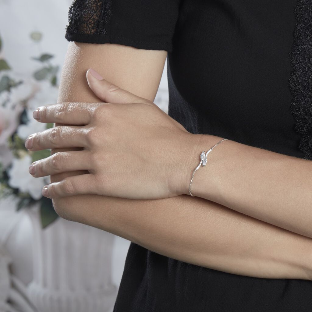 Bracelet Argent Rhodie Nevarte Toi Et Moi Oxyde - Spannringe Damen | OROVIVO