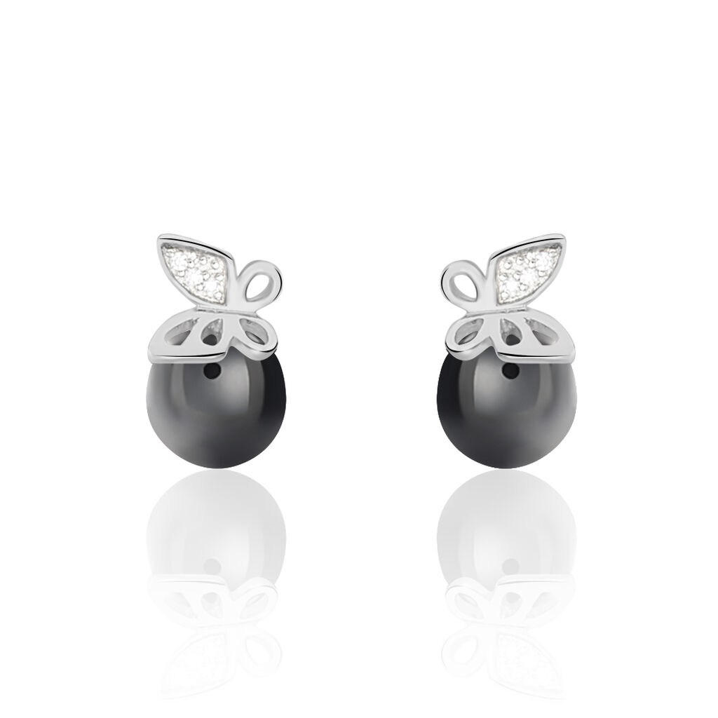 Boucles D'oreilles Puces Jessica Argent Céramique Et Oxyde - Spannringe Damen | OROVIVO