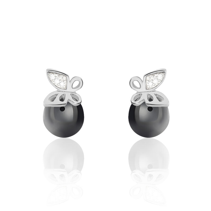 Boucles D'oreilles Puces Jessica Argent Céramique Et Oxyde - Spannringe Damen | OROVIVO