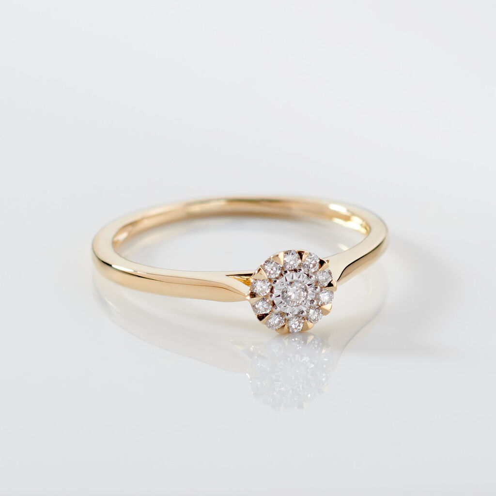 ALLYSON Damen Ring Gold 585 (14 Karat) Diamant Wei&szlig; 0,020 ct Kreis
