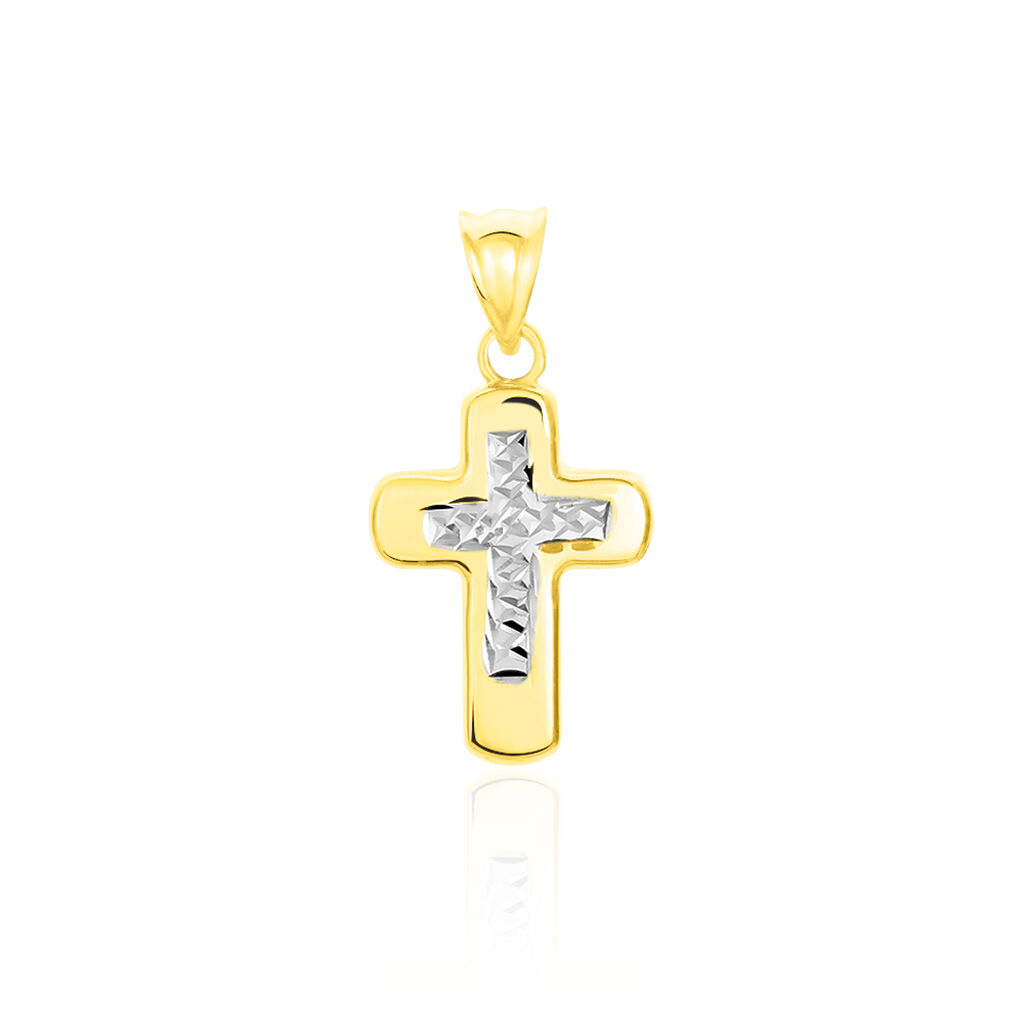 INGRID KREUZ 1 Unisex Anhänger Gold Bicolor 333 (8 Karat) Religiöses Kreuz, Anhänger ohne Stein