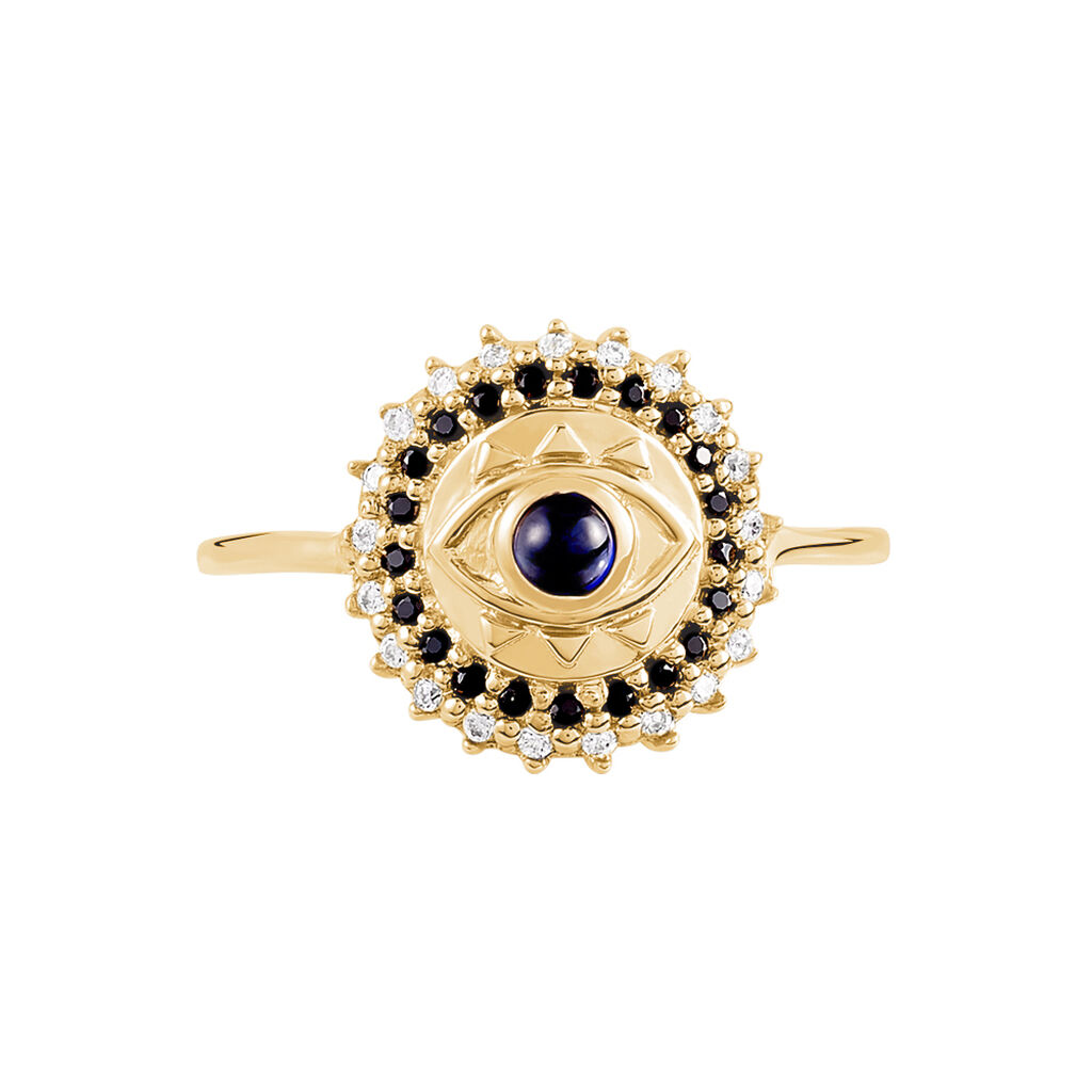 Bague Plaque Or Asterina Ronde œil Oxydes - Spannringe Damen | OROVIVO