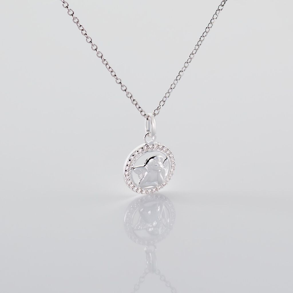 ALAIYA Damen Anh&auml;nger Silber 925 Zirkonia Wei&szlig; Engel