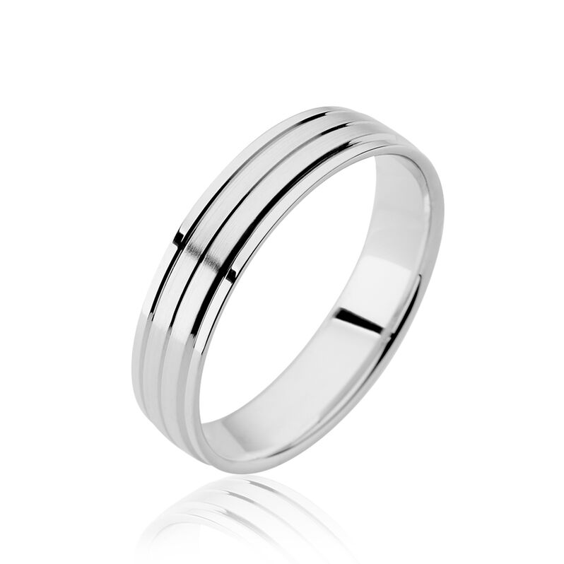 Alliance Basile Ruban Plat Or Blanc - Spannringe Unisex | OROVIVO