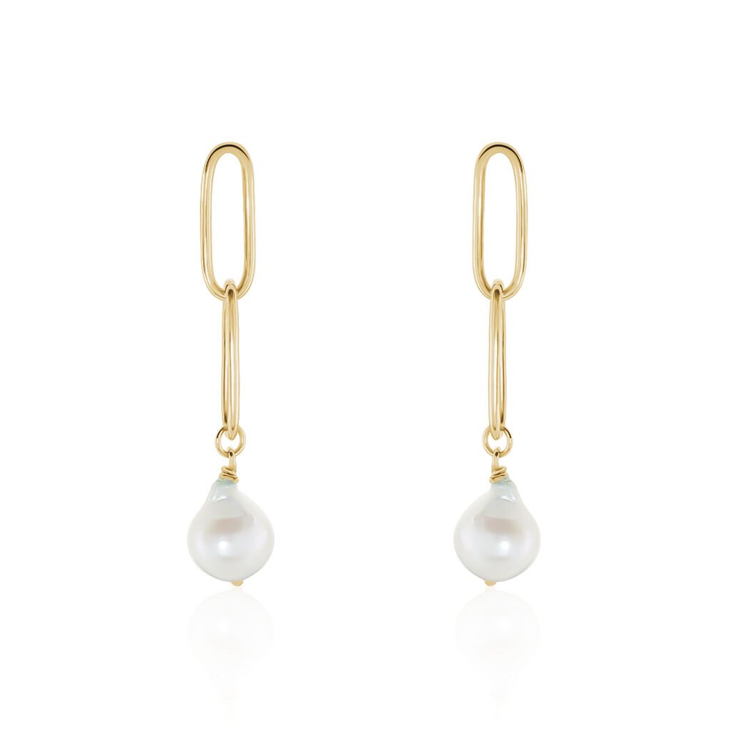 Boucles D'oreilles Pendantes Plaque Or Jaune Soalie Perles - Spannringe Damen | OROVIVO