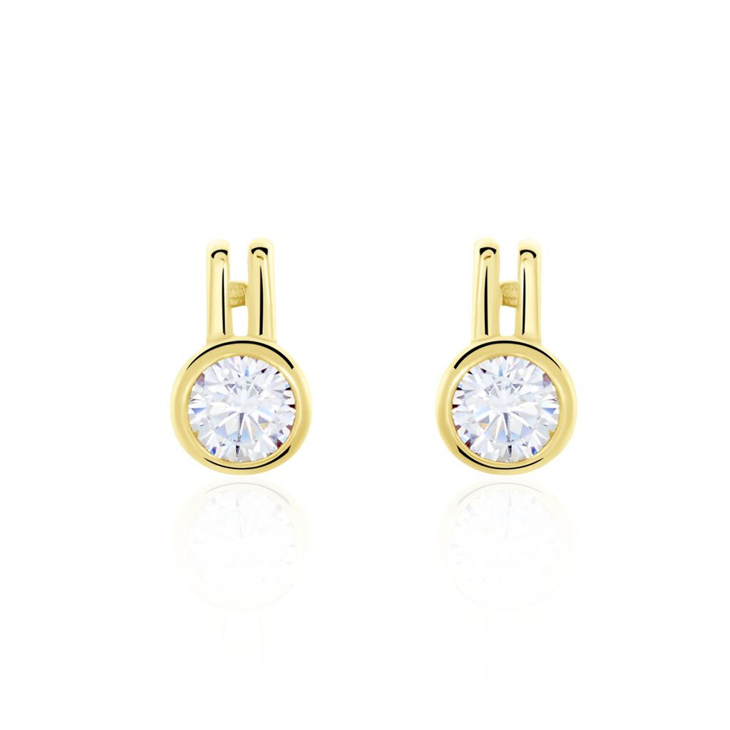 BUKKA Damen Ohrstecker Vergoldet Zirkonia Weiß 1,89 ct, Ohrstecker mit Stein