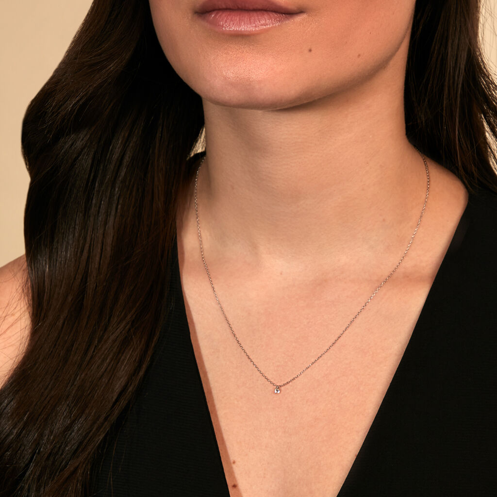 VICTORIA Damen Collier Wei&szlig;gold 585 (14 Karat) Diamant Wei&szlig; 0,060 ct