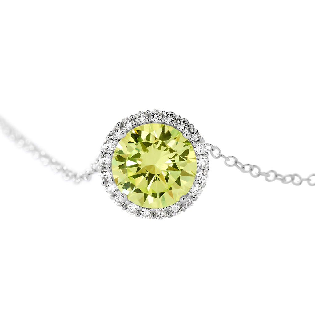 CAMILLA Damen Collier Silber 925 Zirkonia Gr&uuml;n 2,98 ct Kreis