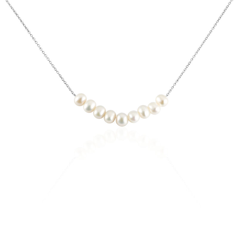 Collier Geraldina Argent Blanc Perle De Culture - Spannringe Damen | OROVIVO