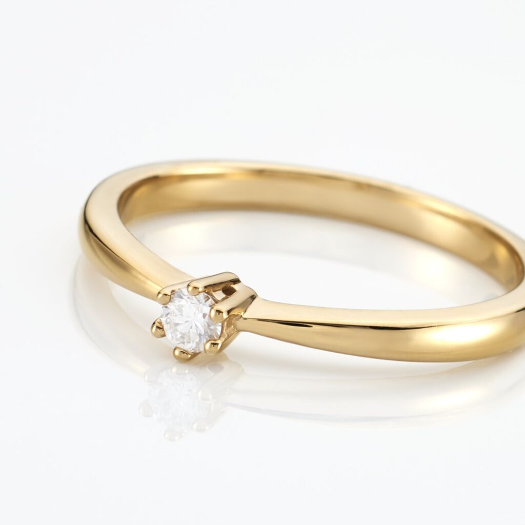 ROME Damen Ring Gold 375 (9 Karat) Diamant Wei&szlig; 0,08 ct