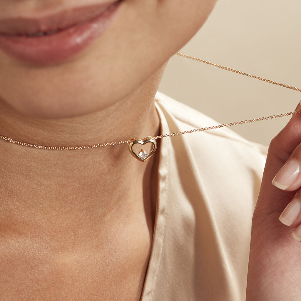 Damen Halskette Messing 18 Karat Vergoldet Zirkonia Herz - Herzketten Damen | OROVIVO