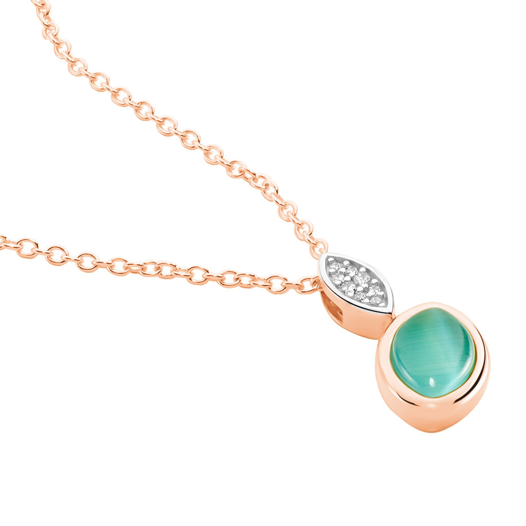 YANICA Damen Collier Silber vergoldet 925 Glas T&uuml;rkis Mandel