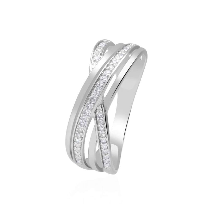 Anello in oro bianco con diamanti 0.13 ct - Spannringe Damen | OROVIVO