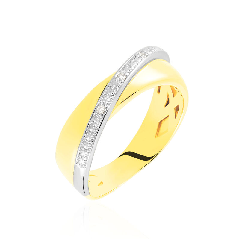 Damen Ring Gold Bicolor 375 Diamant 0,02ct  - Eheringe mit Stein Damen | OROVIVO