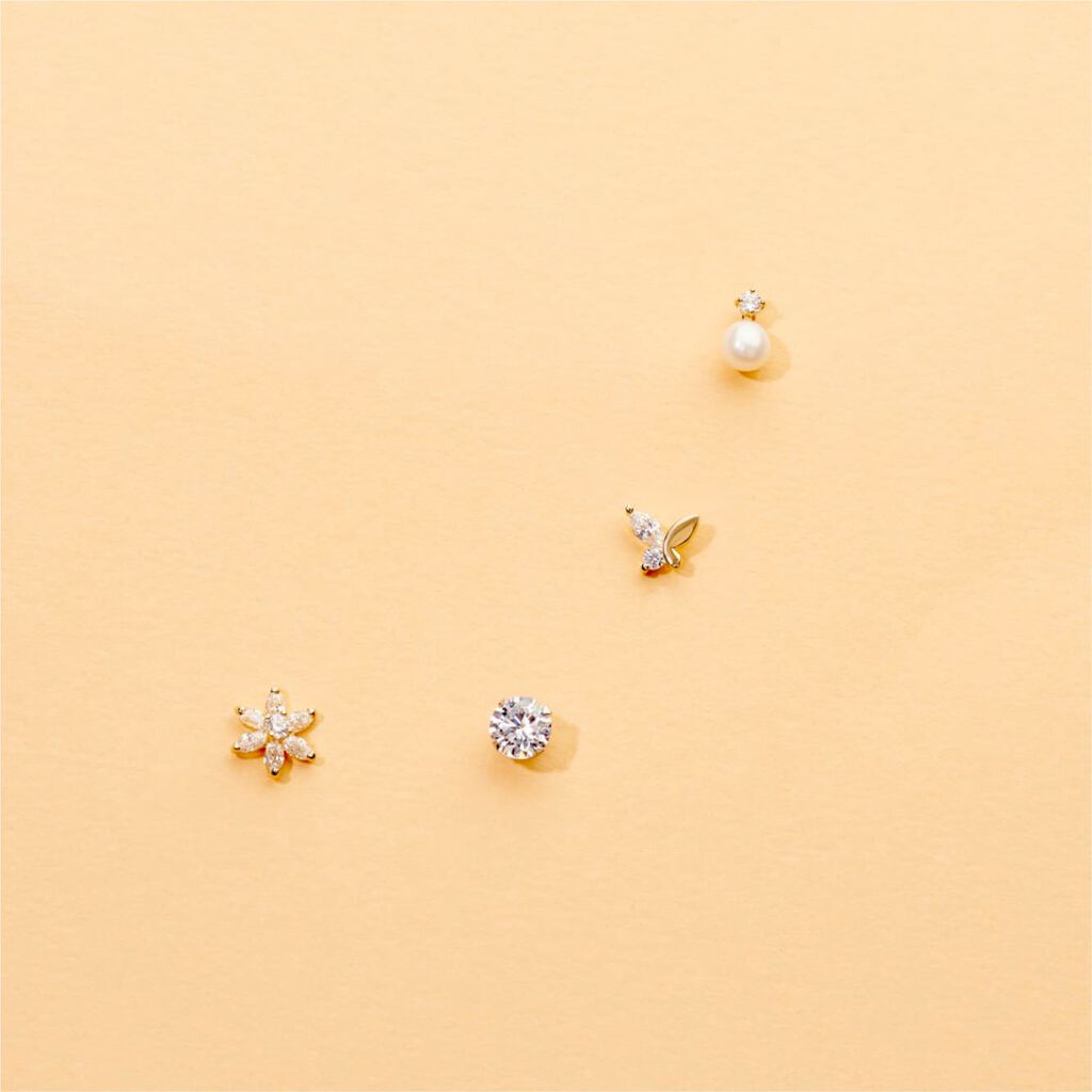 Damen Ohrstecker Weißgold 375 Zirkonia 5mm - Ohrstecker Damen | OROVIVO