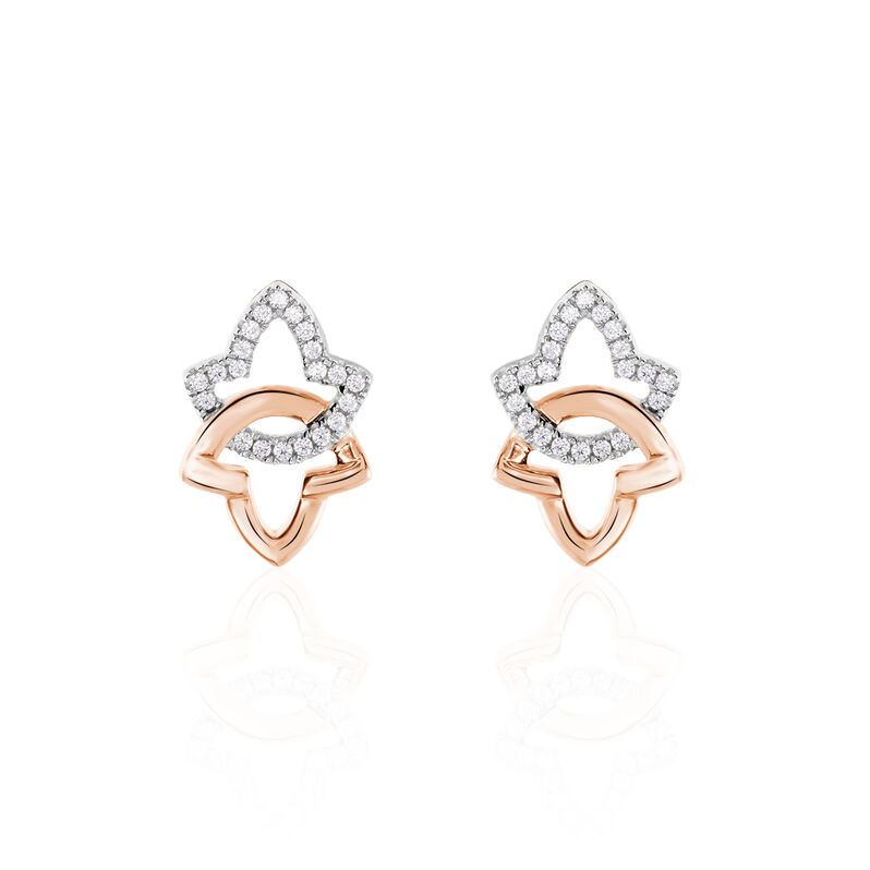 Damen Ohrstecker Gold Bicolor 375 Zirkonia Blume Marlies  - Ohrstecker Damen | OROVIVO