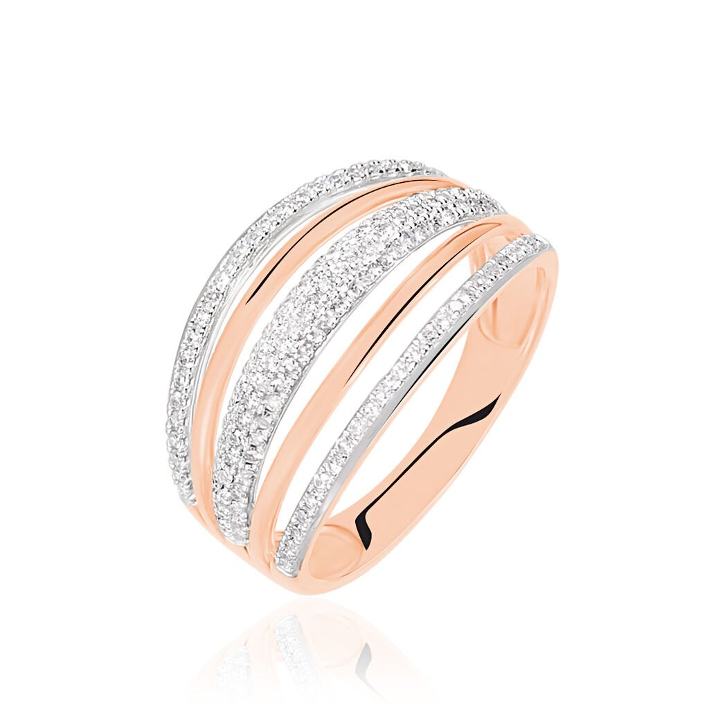 Damen Ring Rosegold 750 (18 Karat) Diamant Weiß 0,33 ct, Ring mit Stein