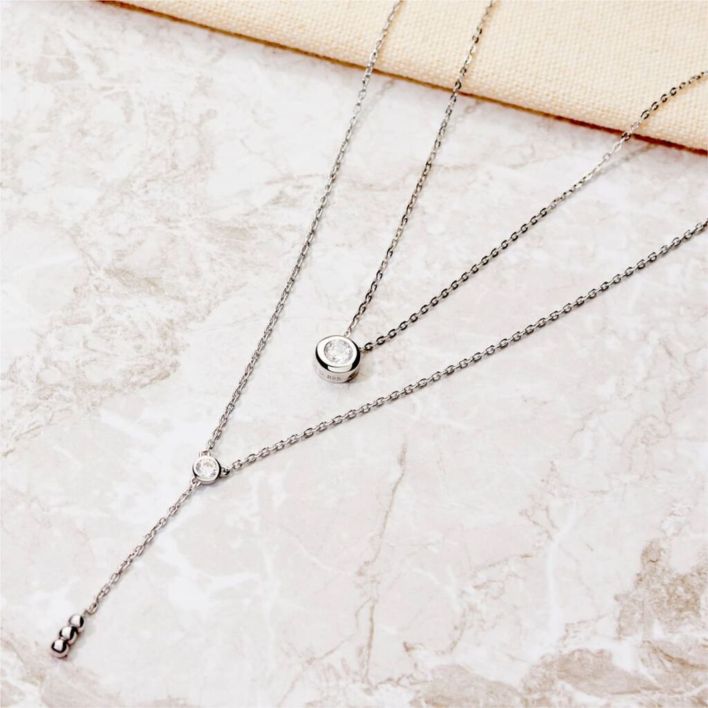 CATE Damen Collier Silber 925 Zirkonia Wei&szlig; Kreis