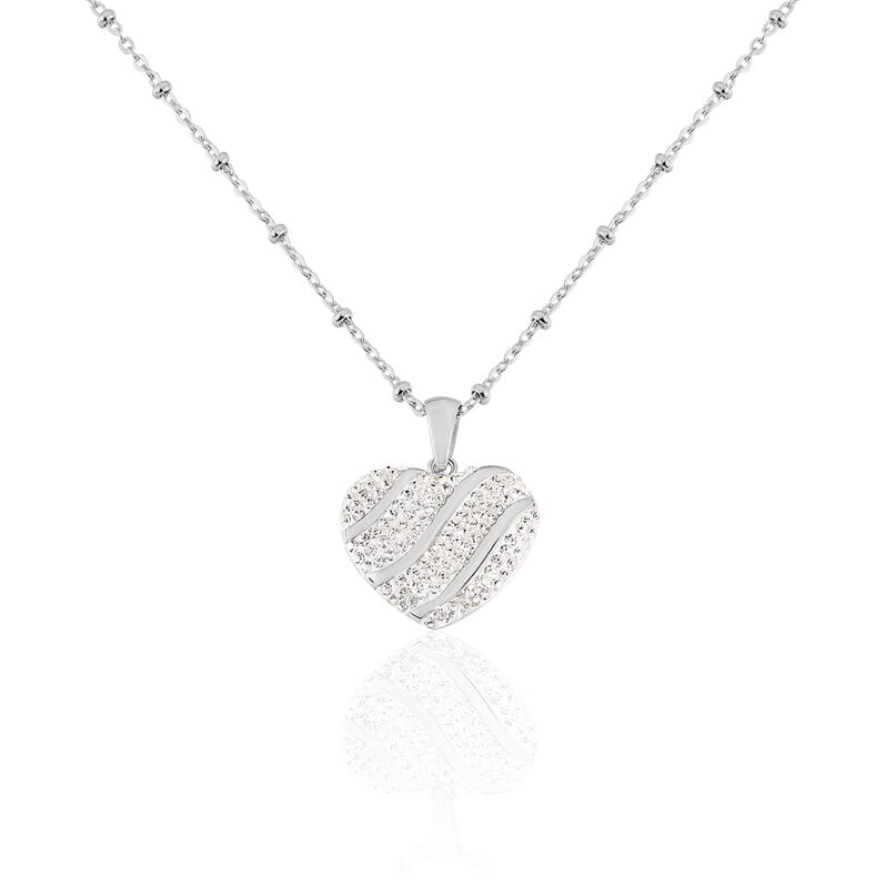 Damen Collier Edelstahl Kristall Wei&szlig; Herz - Halsketten Damen | OROVIVO