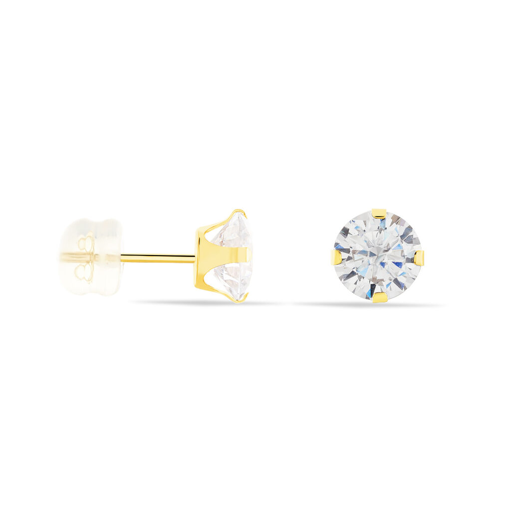 EDDIE KRAPPE Damen Ohrstecker Gold 375 (9 Karat) Zirkonia Wei&szlig; 2,81 ct B 6 mm
