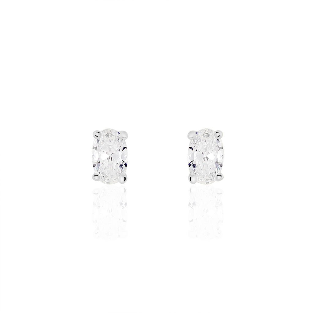 MATHILDA 3 Damen Ohrstecker Silber 925 Zirkonia Wei&szlig; 0,05 ct Oval