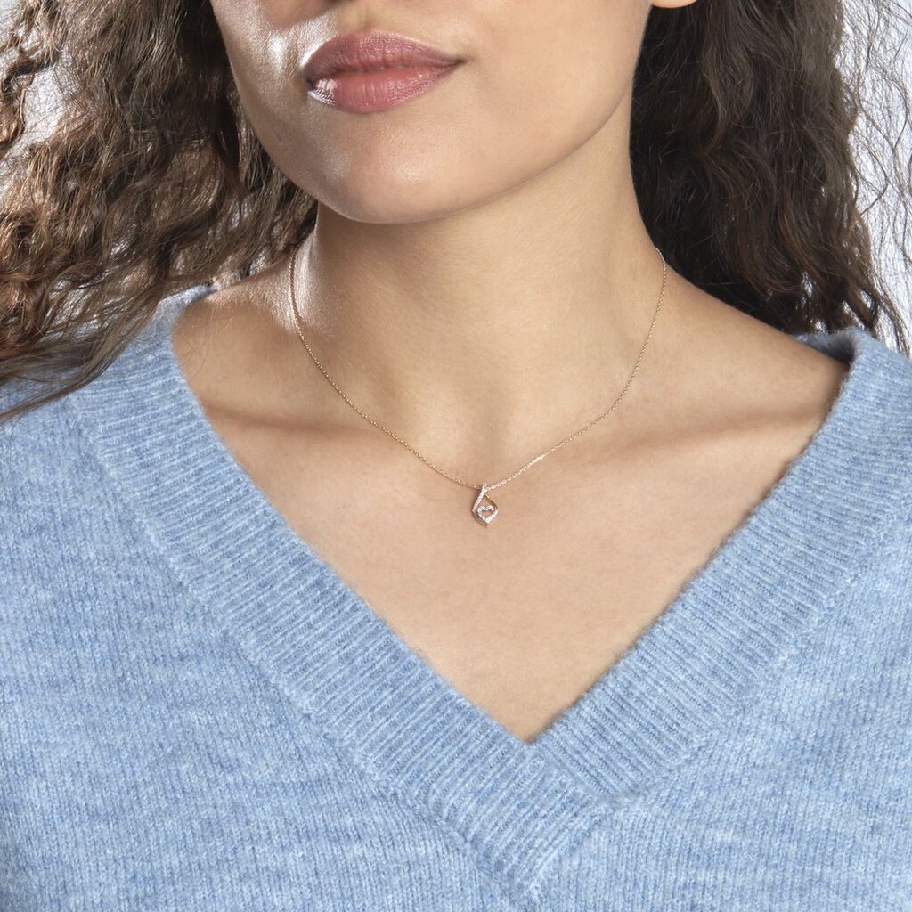 Collier Or Jaune Roso Coeur Pavage Diamant - Spannringe Damen | OROVIVO