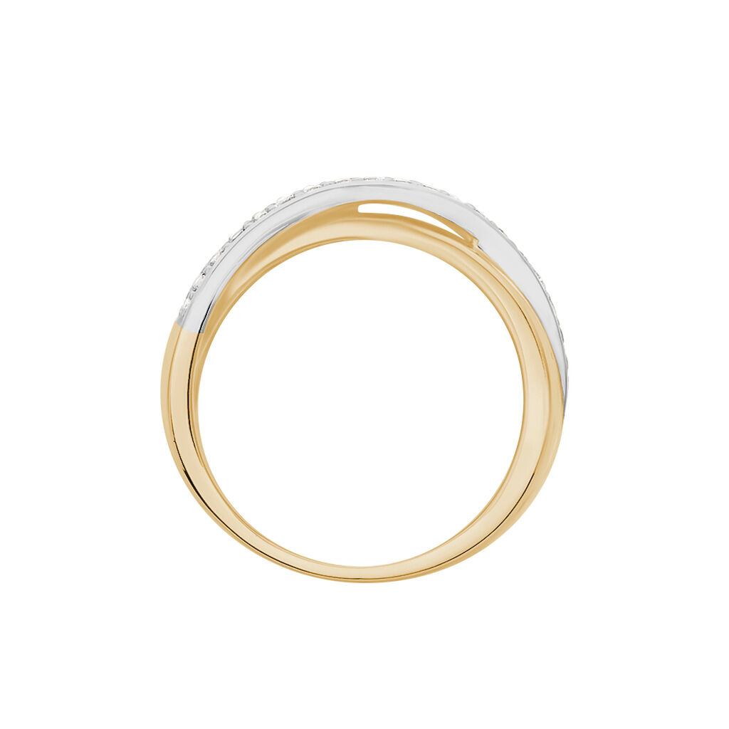 NURTEN Damen Ring Vergoldet Bicolor Zirkonia Wei&szlig; B 7 mm