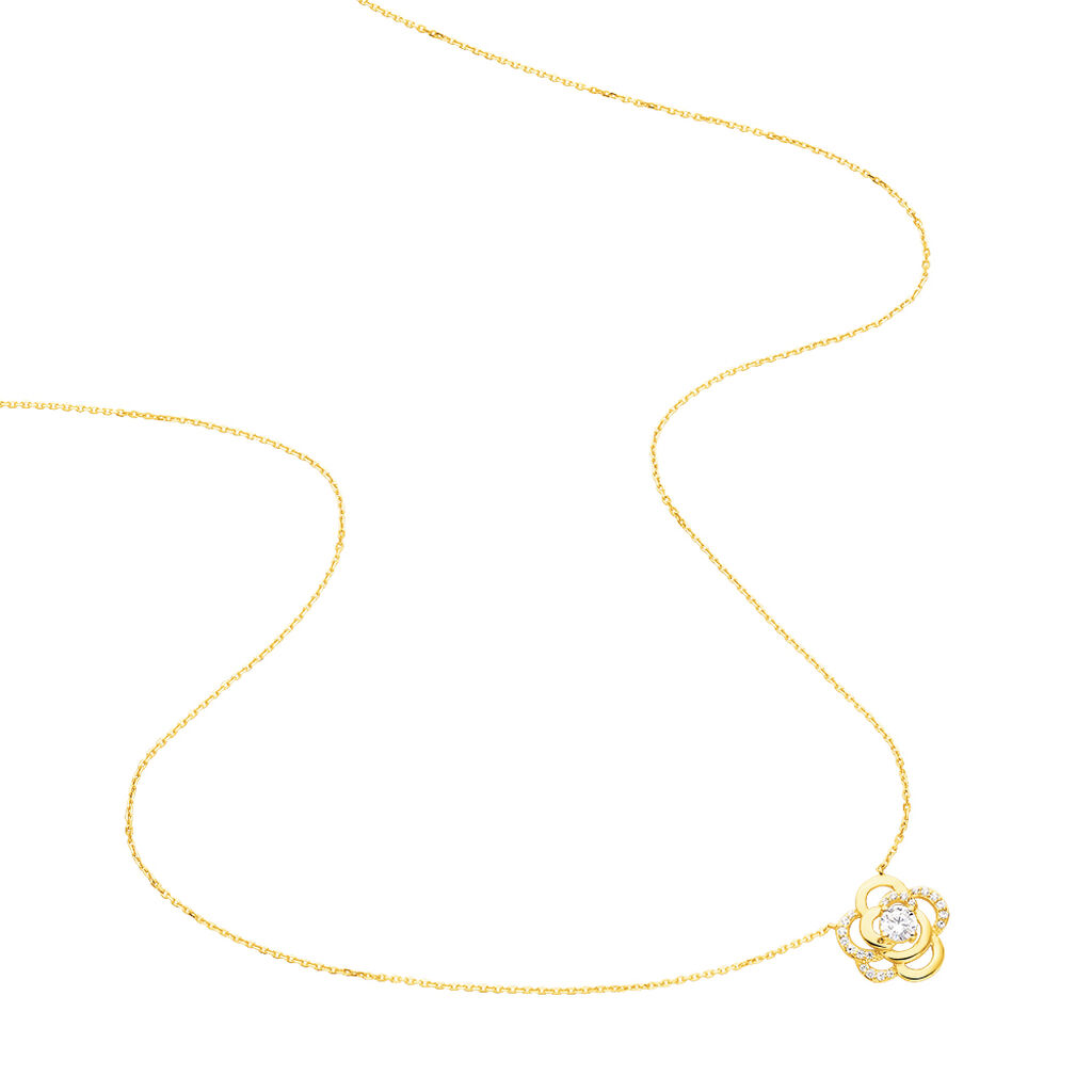 Damen Halskette Gold 375 Zirkonia Blume - Halsketten Damen | OROVIVO