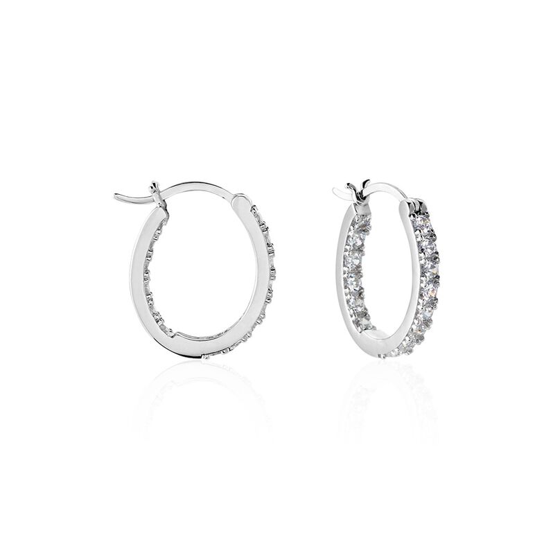 Damen Creolen Silber Silber 925 Zirkonia 17,00mm  - Creolen Damen | OROVIVO