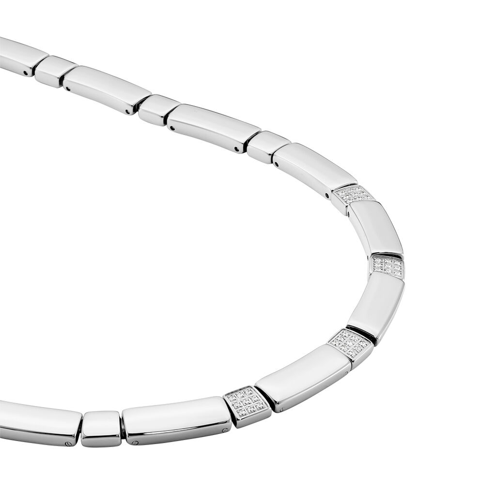 REKA Damen Collier Edelstahl Zirkonia Wei&szlig; B 5 mm