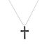 Herren Collier Edelstahl Bicolor Silber/Schwarz Religi&ouml;ses Kreuz B 2 mm