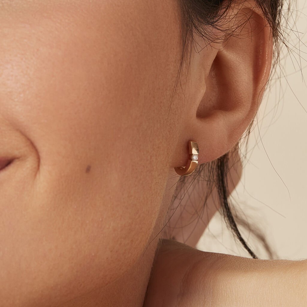 SEVILLE Damen Creolen Gold 750 (18 Karat) Diamant Wei&szlig; 0,1 ct B 3 mm